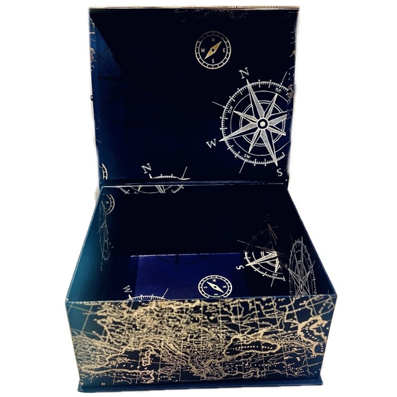 World Map Keepsake Box in Navy and Gold - Picture 8 of 12